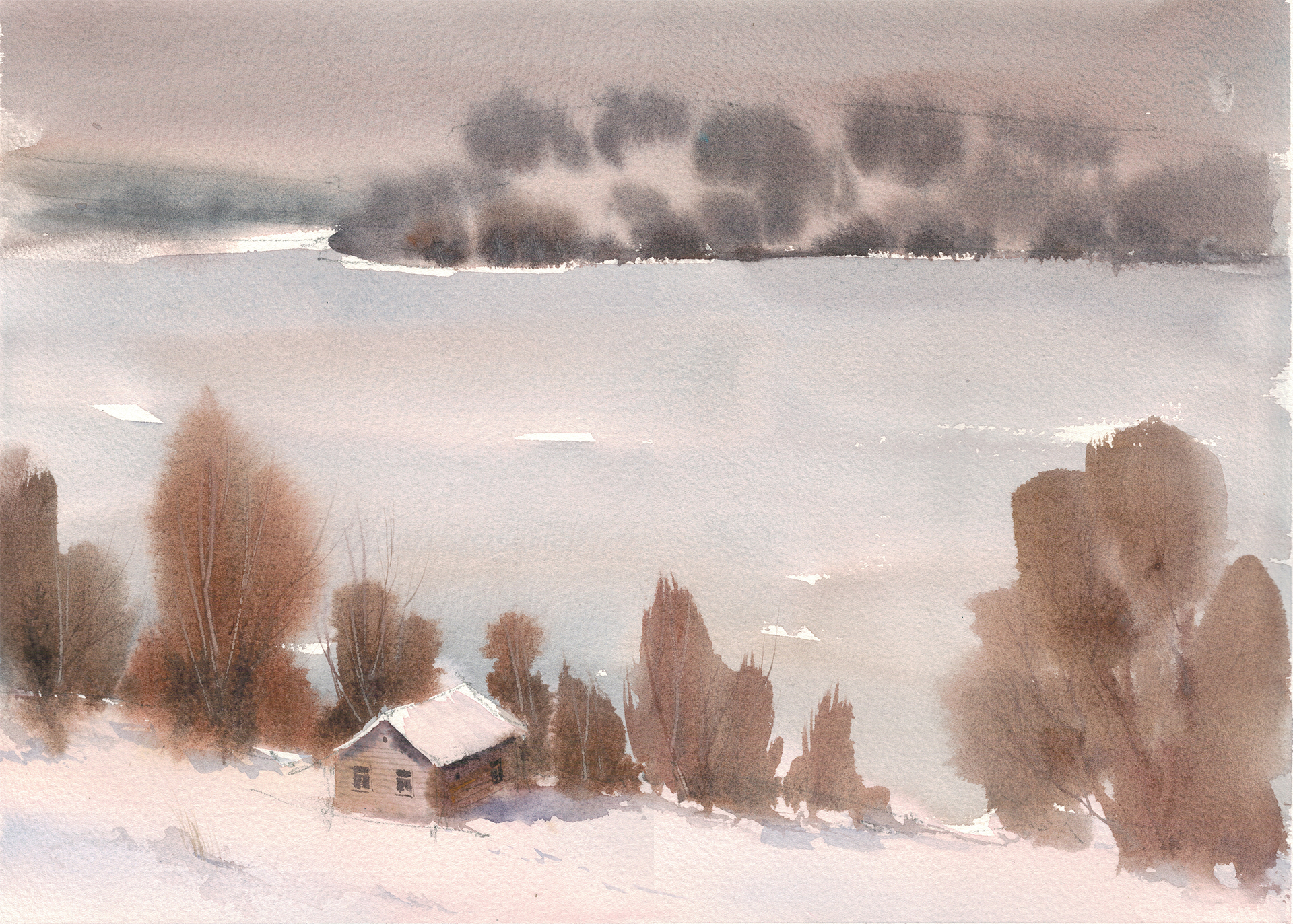 Творческое занятие по акварели «Зимние дали» 5 декабря