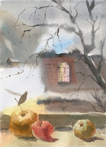 Творческое занятие по акварели «За окном февраль» 6 февраля