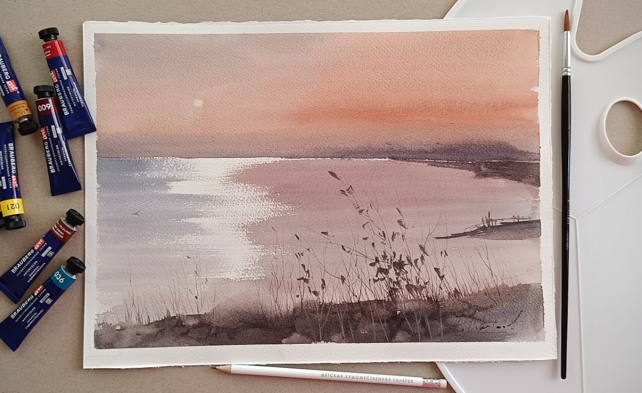 Творческое занятие по акварели «Берег Азовского моря» 29 августа